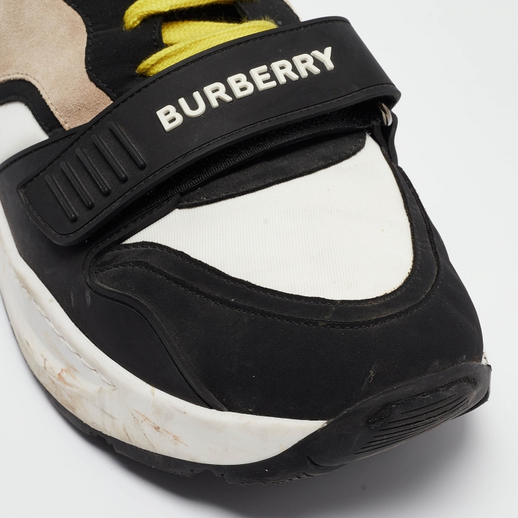 Pre Owned Burberry  Multicolor Suede and Fabric Velcro Low Top Sneakers Size 43
