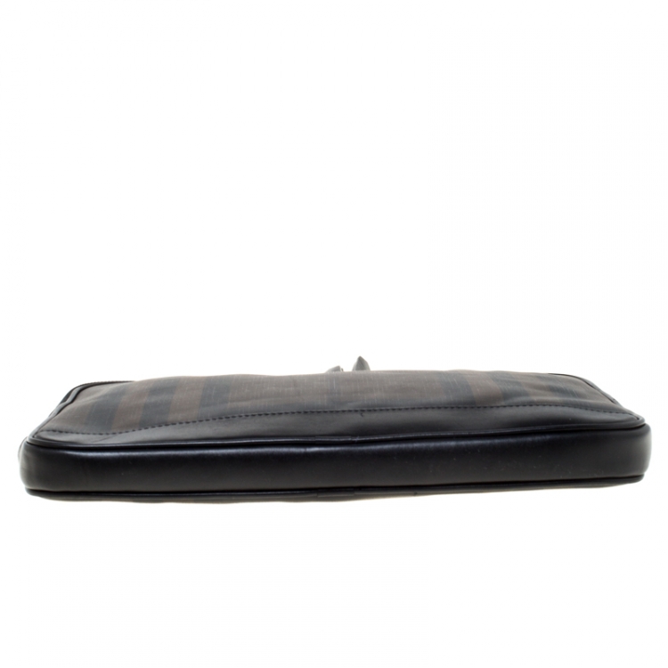 Pre Owned Burberry Black/Dark Brown Smoke Check PVC Laptop Sleeve