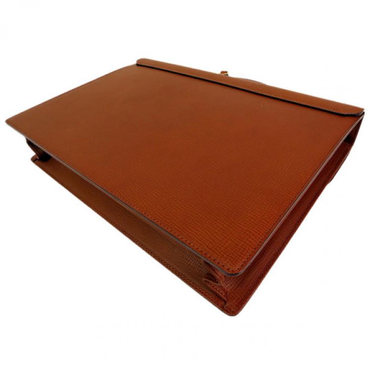 Pre Owned Burberry Beige Leather Business Briefcase