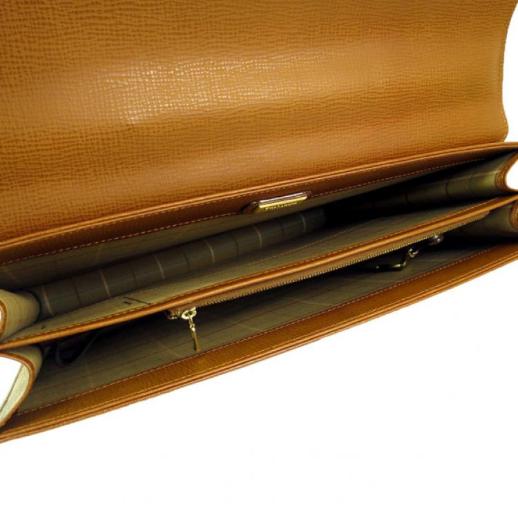 Pre Owned Burberry Beige Leather Business Briefcase