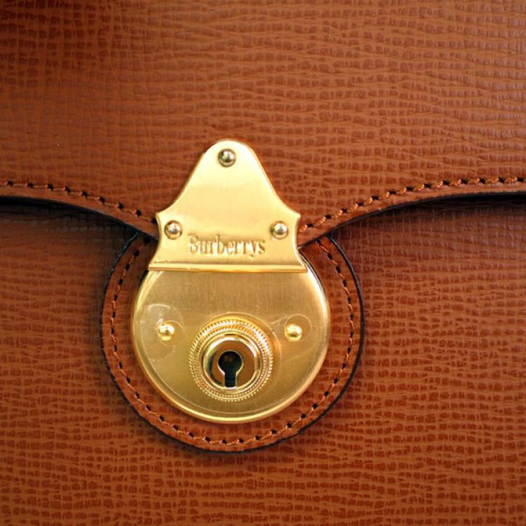 Pre Owned Burberry Beige Leather Business Briefcase