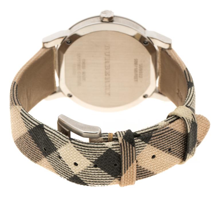 Pre Owned Burberry Beige Stainless Steel The City BU9022 Women's Wristwatch 38 mm