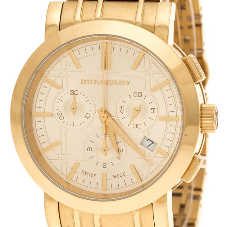 Pre Owned Burberry Yellow Gold Plated Stainless Steel Classic BU1757 Women's Wristwatch 40 mm