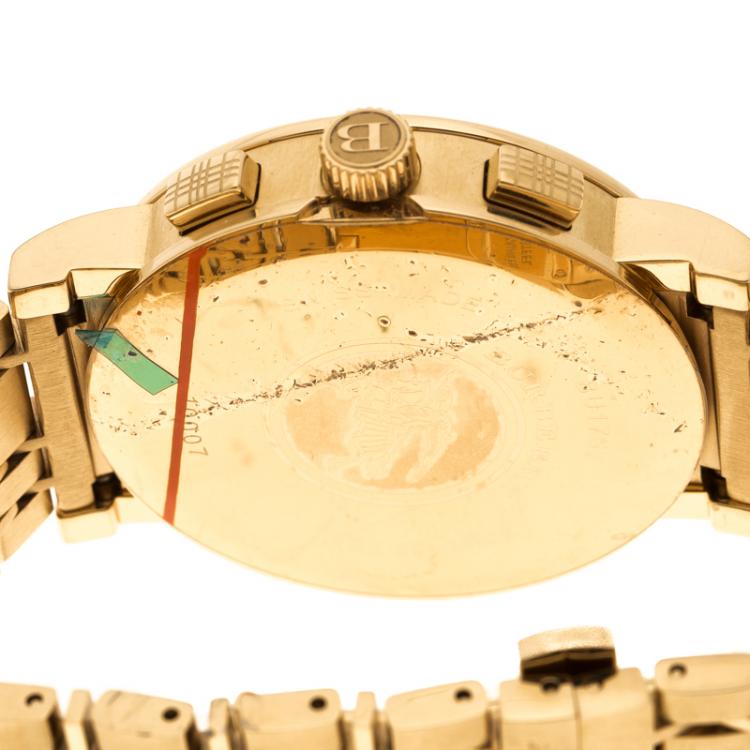 Pre Owned Burberry Yellow Gold Plated Stainless Steel Classic BU1757 Women's Wristwatch 40 mm