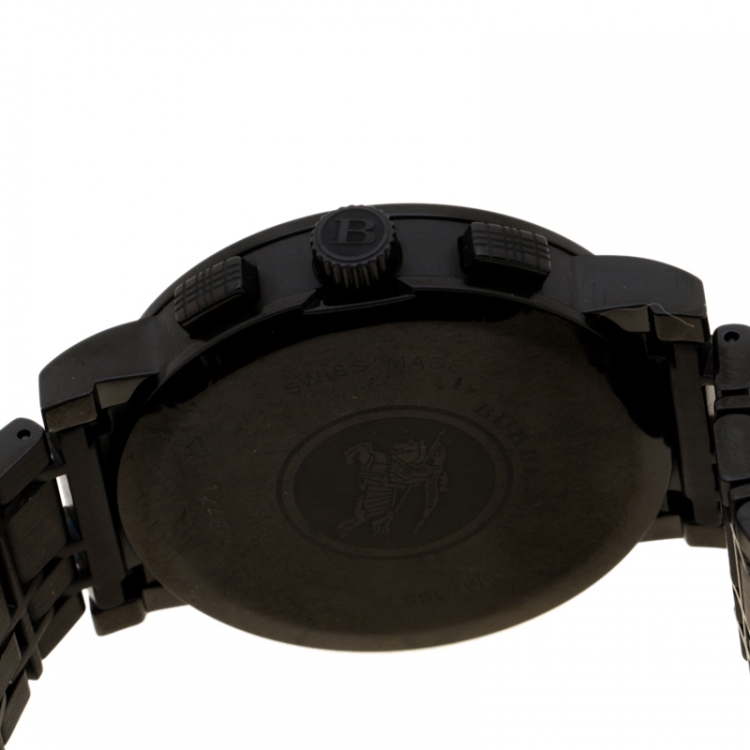 Pre Owned Burberry Black PVD coated Stainless Steel Heritage BU1373 Men's Wristwatch 40 mm