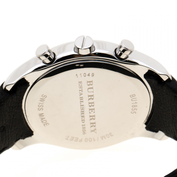 Pre Owned Burberry Grey Stainless Steel BU1588 Chronograph Men's Wristwatch 41 mm