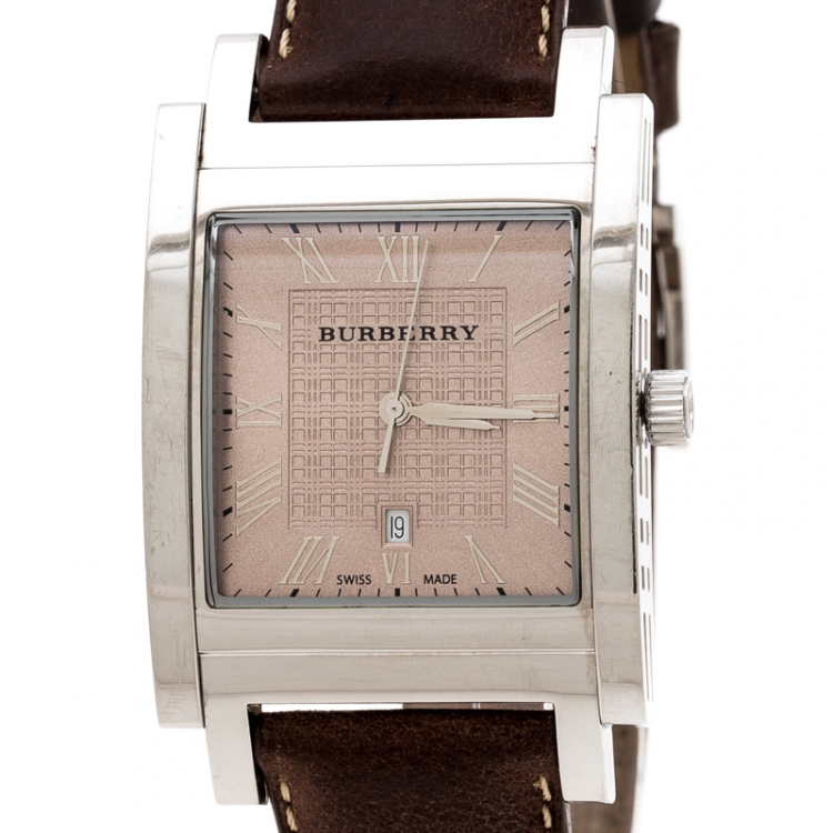 Pre Owned Burberry Bronze Stainless Steel BU1553 Men's Wristwatch 32 mm