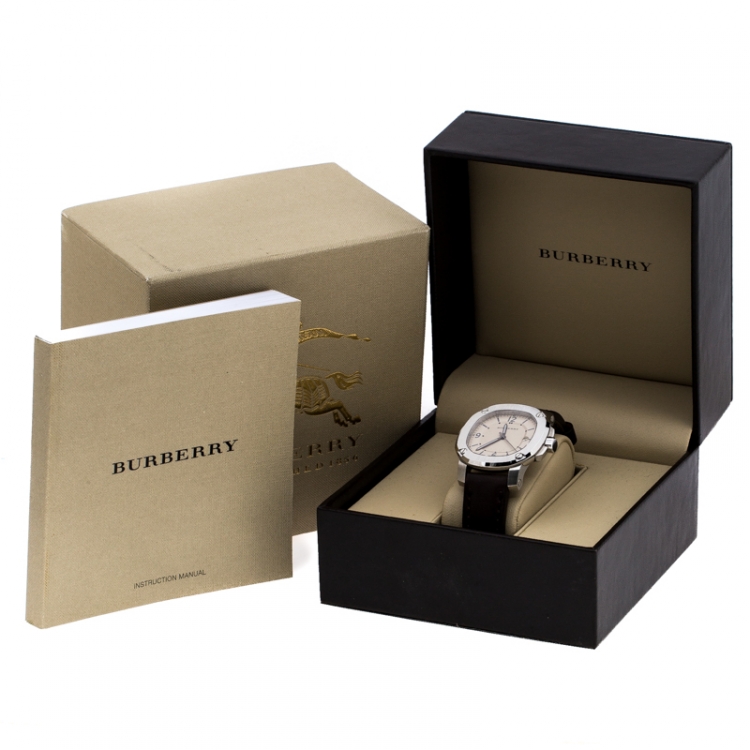 Pre Owned Burberry Beige Stainless Steel The Britain BBY1301 Men's Wristwatch 43 mm
