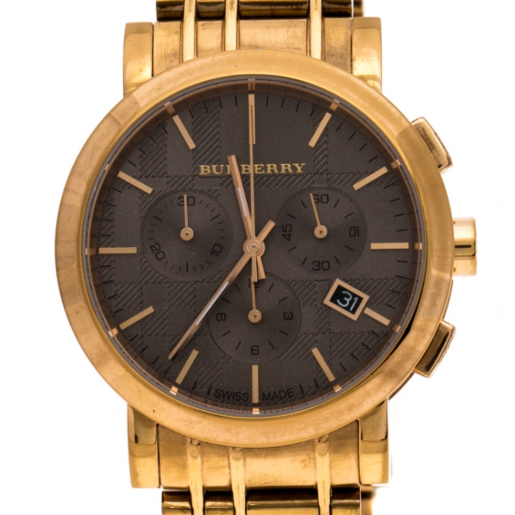 Pre Owned  Burberry Grey Rose Gold Plated Stainless Steel BU1862 Women's Wristwatch 40 mm