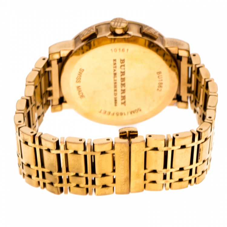 Pre Owned  Burberry Grey Rose Gold Plated Stainless Steel BU1862 Women's Wristwatch 40 mm