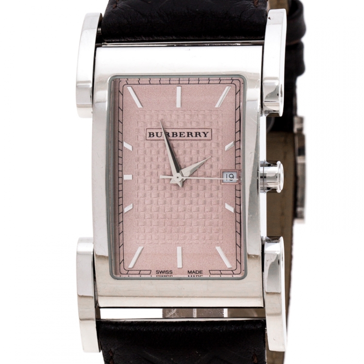 Pre Owned Burberry Beige Stainless Steel BU1107 Men's Wristwatch 25 mm