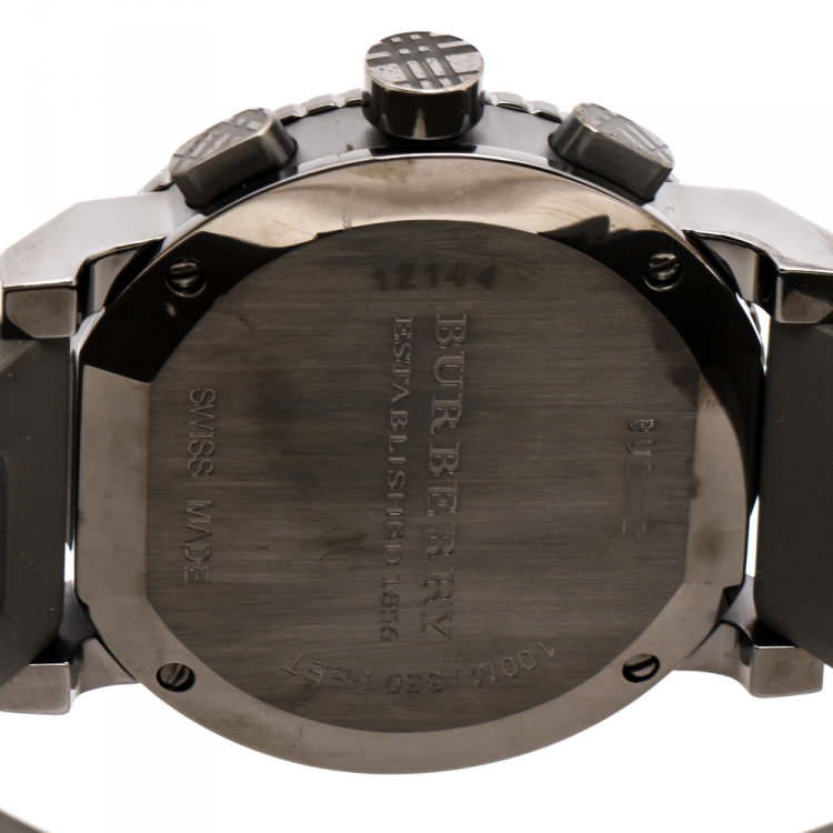Pre Owned Burberry Grey PVD Coated Stainless Steel Trench BU2303 Men's Wristwatch 42.50 mm