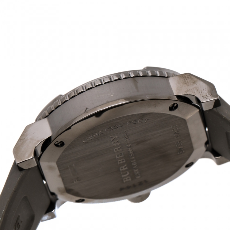 Pre Owned Burberry Grey PVD Coated Stainless Steel Trench BU2303 Men's Wristwatch 42.50 mm