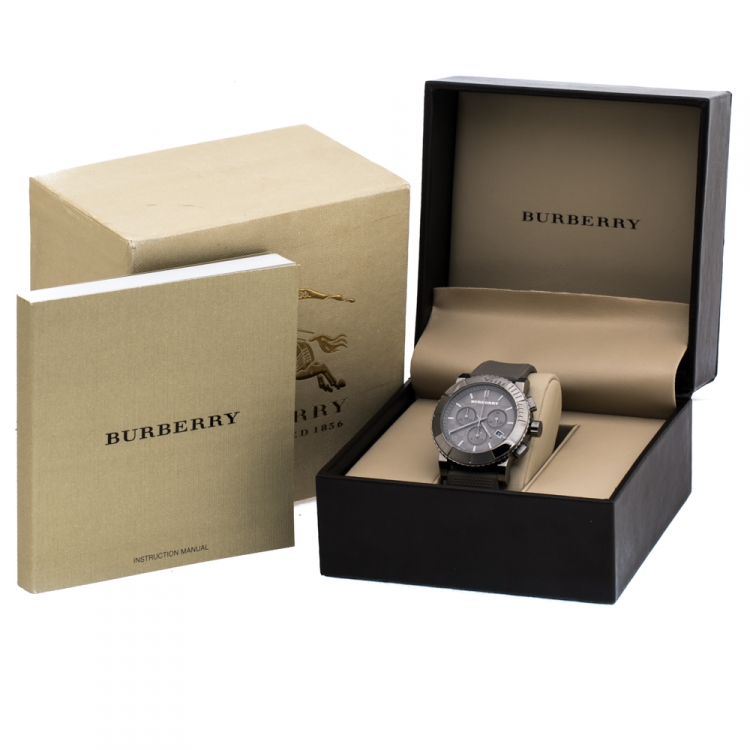Pre Owned Burberry Grey PVD Coated Stainless Steel Trench BU2303 Men's Wristwatch 42.50 mm