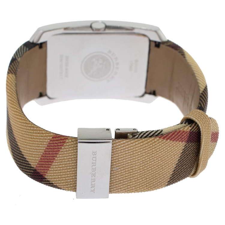 مملوكة مسبقًا Burberry Black Stainless Steel Canvas Heritage BU1058 Men's Wristwatch 30 mm