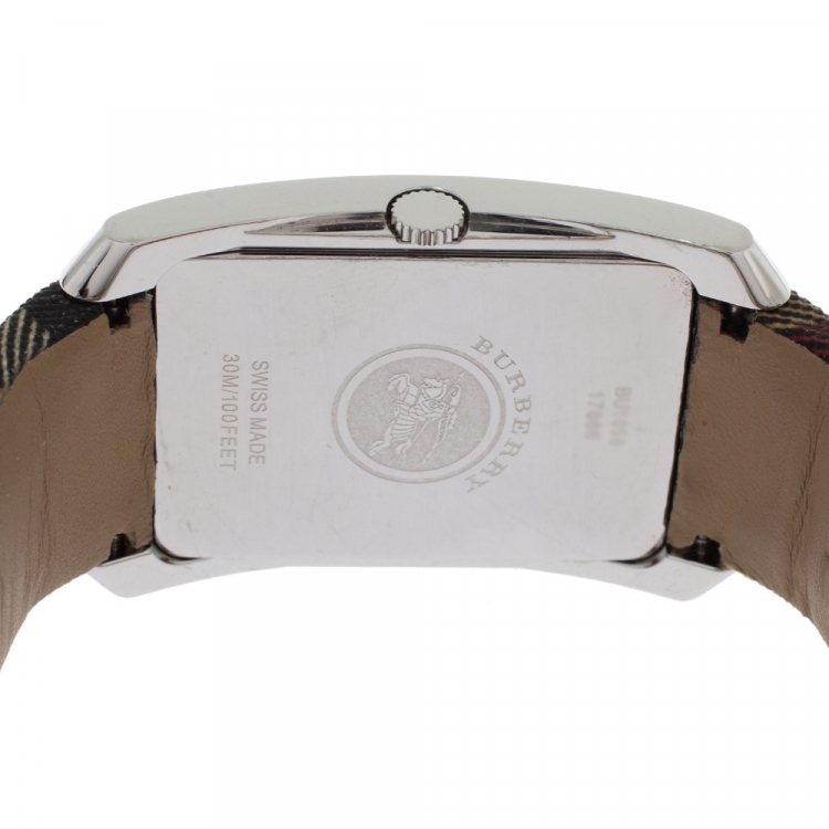 مملوكة مسبقًا Burberry Black Stainless Steel Canvas Heritage BU1058 Men's Wristwatch 30 mm