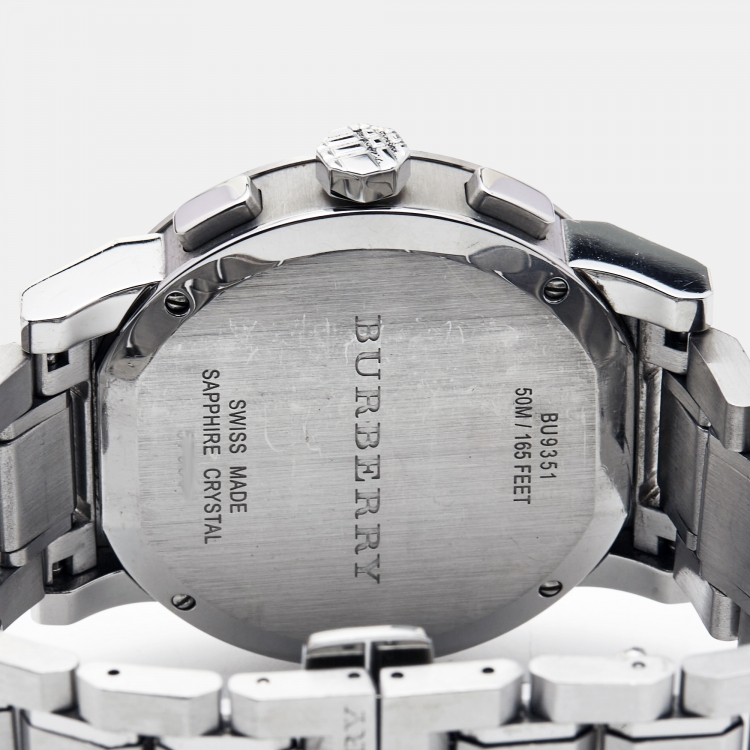 Pre Owned Burberry Black Stainless Steel The City BU3951 Men's Wristwatch 42 mm