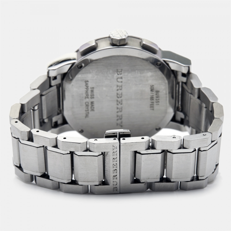 Pre Owned Burberry Black Stainless Steel The City BU3951 Men's Wristwatch 42 mm