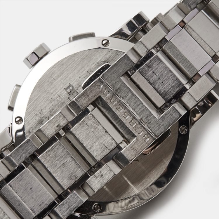 Pre Owned Burberry Black Stainless Steel The City BU3951 Men's Wristwatch 42 mm