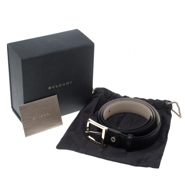 Pre Owned Bvlgari Black Leather Belt 110cm