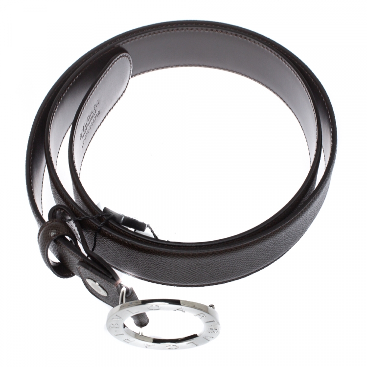 Pre Owned Bvlgari Chocolate Brown Leather Bvlgari Bvlgari Belt 110CM