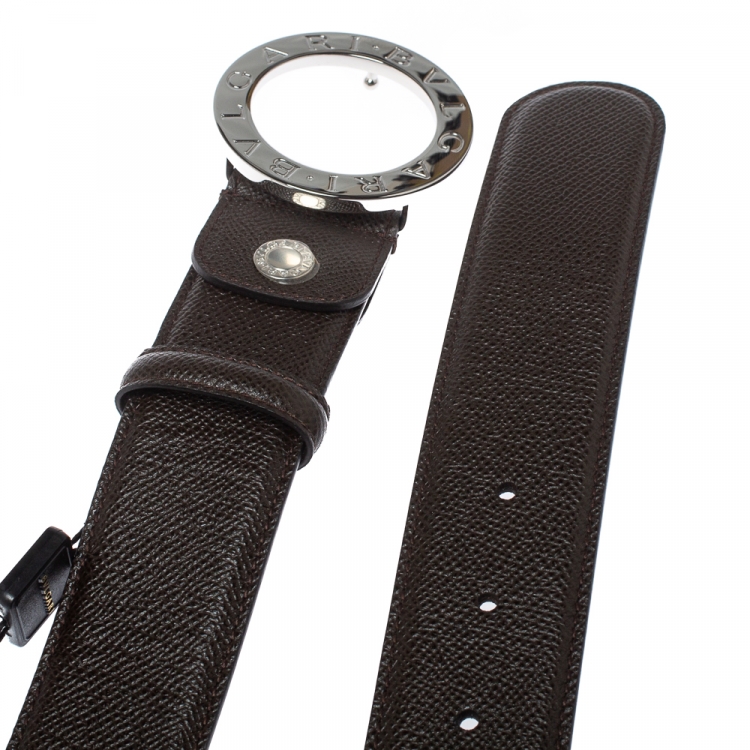 Pre Owned Bvlgari Chocolate Brown Leather Bvlgari Bvlgari Belt 110CM