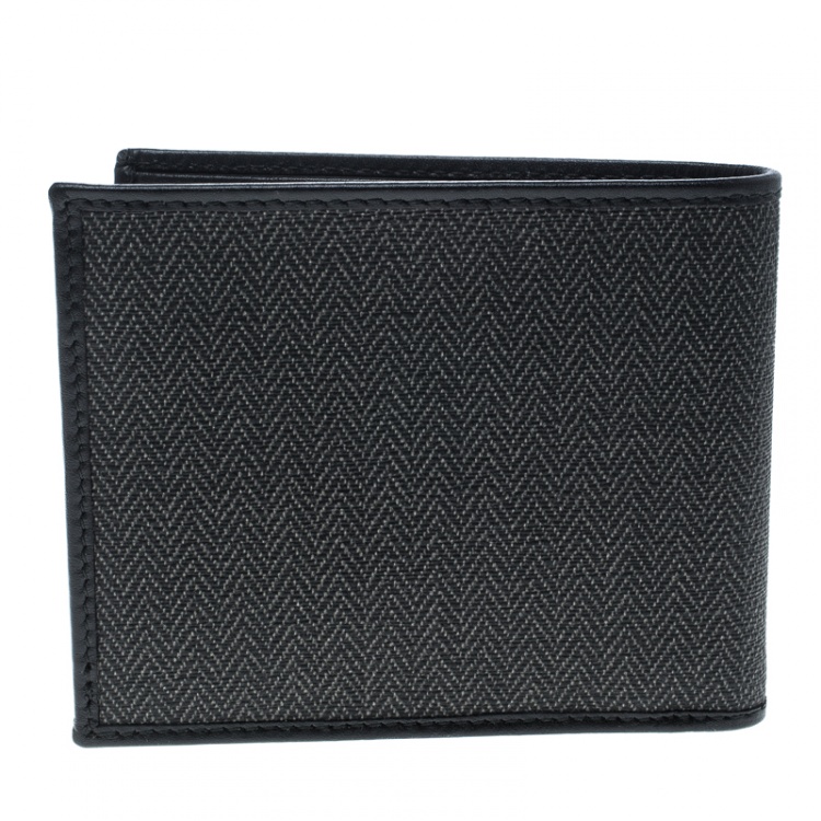 Pre Owned Bvlgari Dark Grey Heritage Coated Canvas Bifold Wallet
