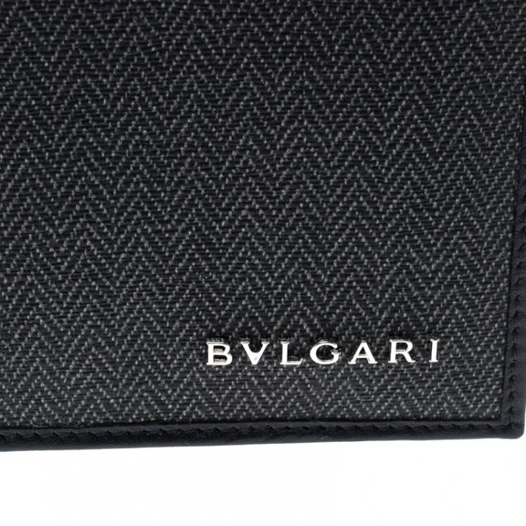 Pre Owned Bvlgari Dark Grey Heritage Coated Canvas Bifold Wallet