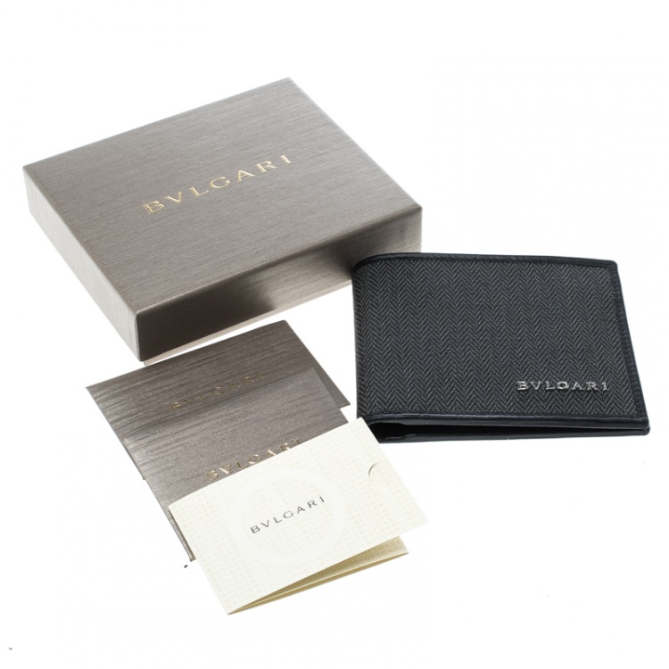 Pre Owned Bvlgari Dark Grey Heritage Coated Canvas Bifold Wallet