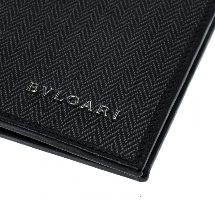 Pre Owned Bvlgari Dark Grey Heritage Coated Canvas Bifold Wallet