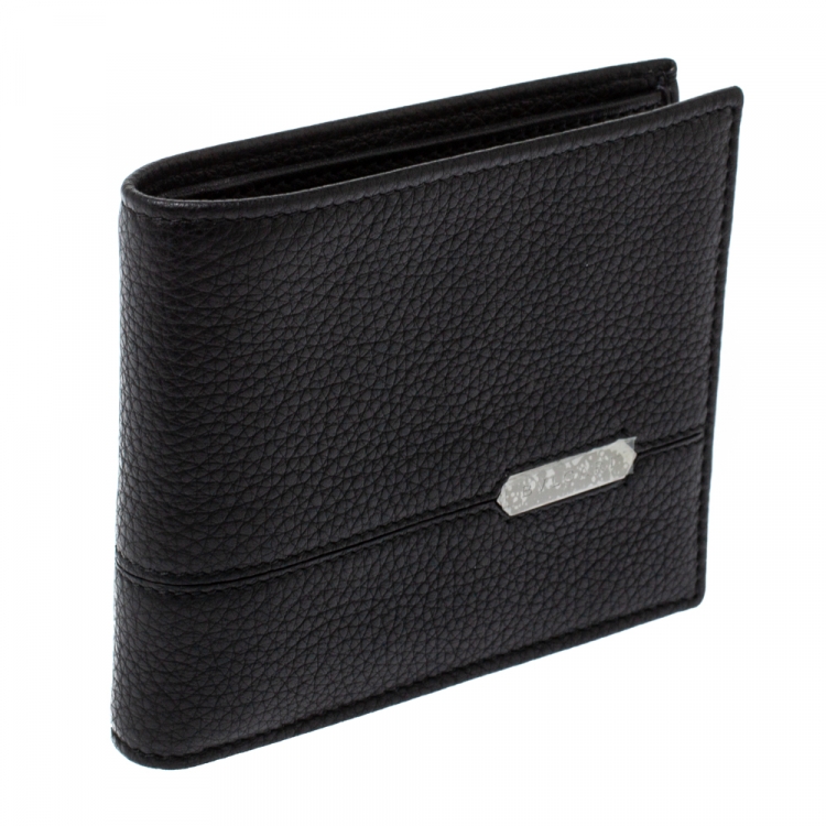 Pre Owned Bvlgari Black Leather Bifold Wallet