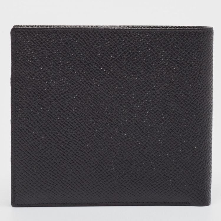 Pre Owned Bvlgari Black Grained Leather Bifold Wallet
