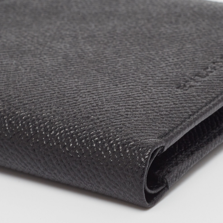 Pre Owned Bvlgari Black Grained Leather Bifold Wallet