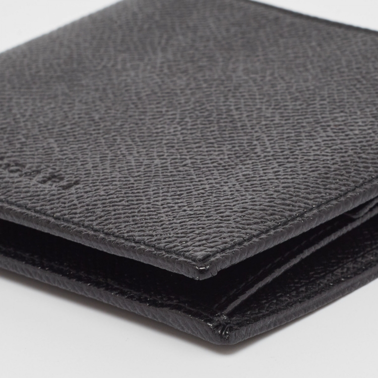 Pre Owned Bvlgari Black Grained Leather Bifold Wallet