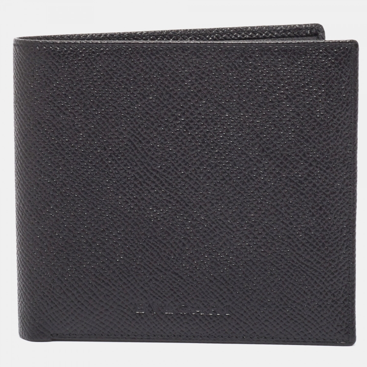 Pre Owned Bvlgari Black Grained Leather Bifold Wallet