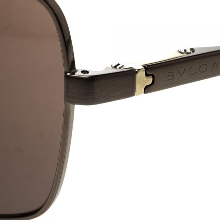 Pre Owned Bvlgari Brown 5019 Aviator Sunglasses