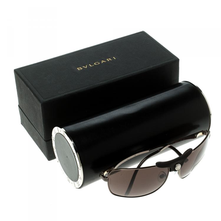 Pre Owned Bvlgari Brown 5019 Aviator Sunglasses