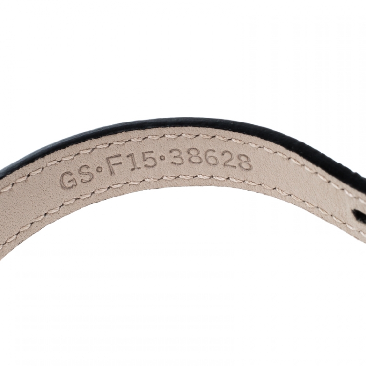 Pre Owned Bvlgari Black Leather Silver Bracelet