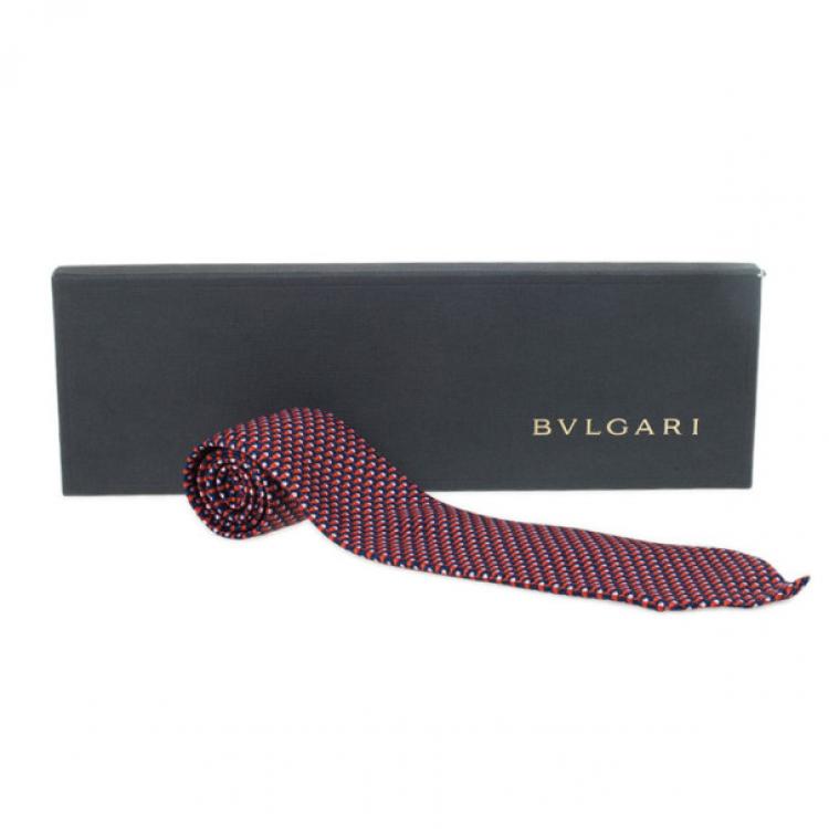 Pre Owned Bvlgari Red & Blue Silk Tie