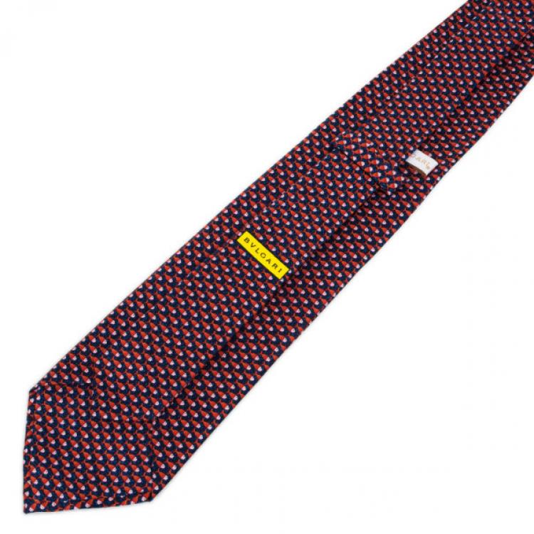Pre Owned Bvlgari Red & Blue Silk Tie