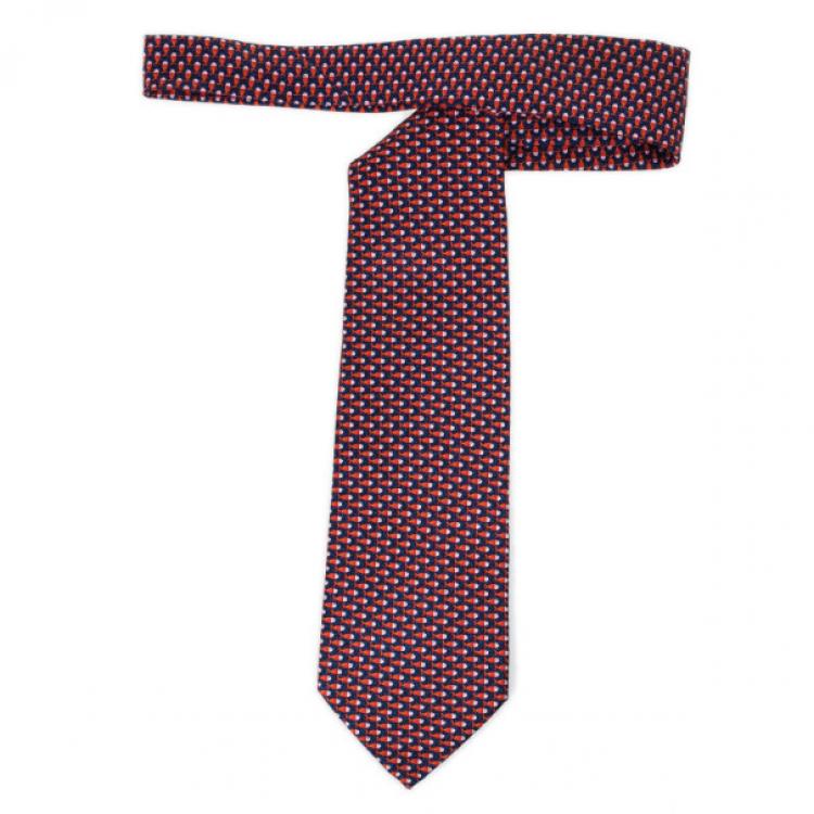 Pre Owned Bvlgari Red & Blue Silk Tie