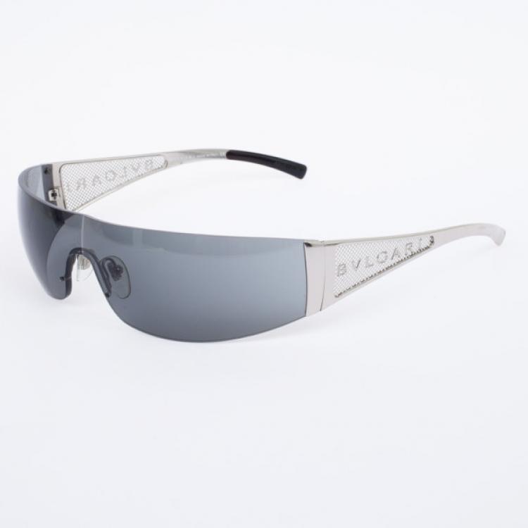 Pre Owned Bvlgari Black 549 Shield Men Sunglasses