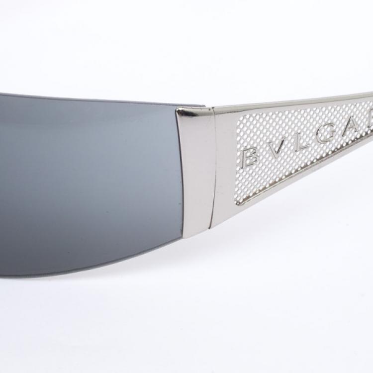 Pre Owned Bvlgari Black 549 Shield Men Sunglasses
