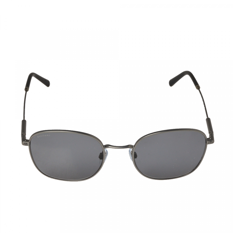 Pre Owned Bvlgari Matte Gunmetal / Grey Polarized BV5049 Oval Sunglasses