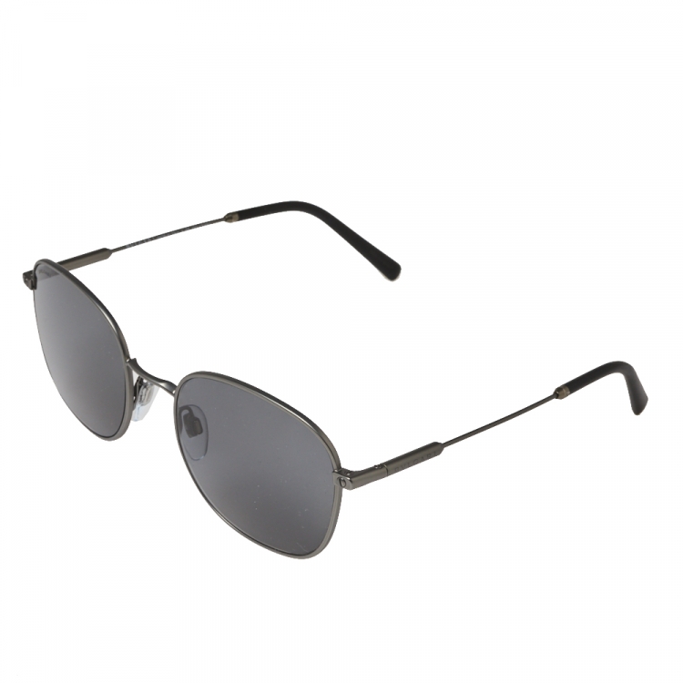 Pre Owned Bvlgari Matte Gunmetal / Grey Polarized BV5049 Oval Sunglasses