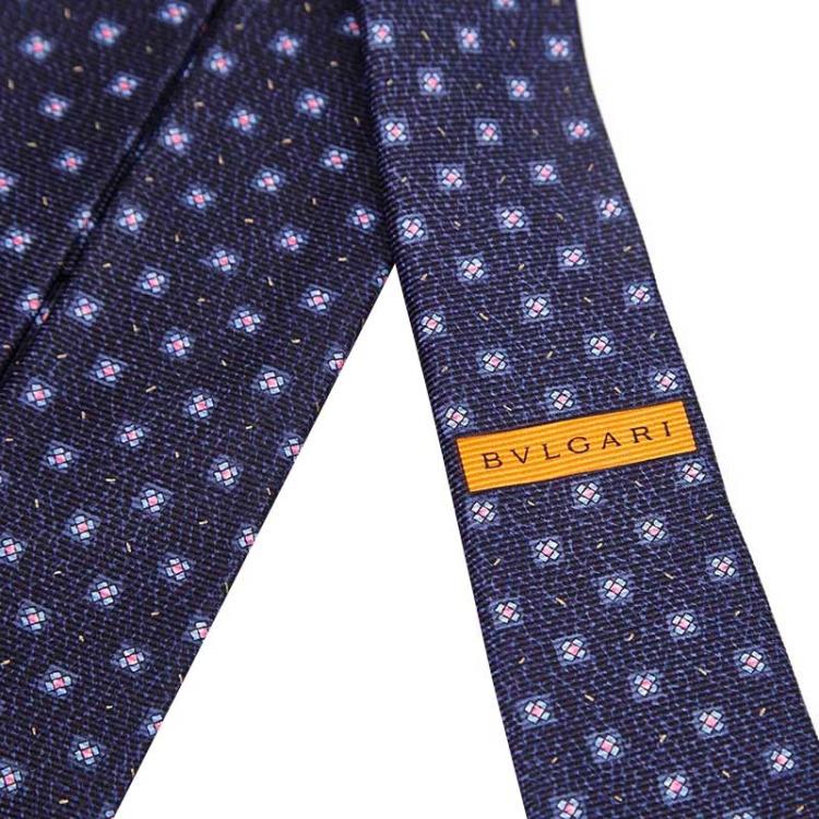 Pre Owned Bvlgari Blue Printed Silk Tie