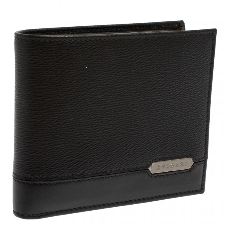 Pre Owned Bvlgari Black Leather Bifold Wallet