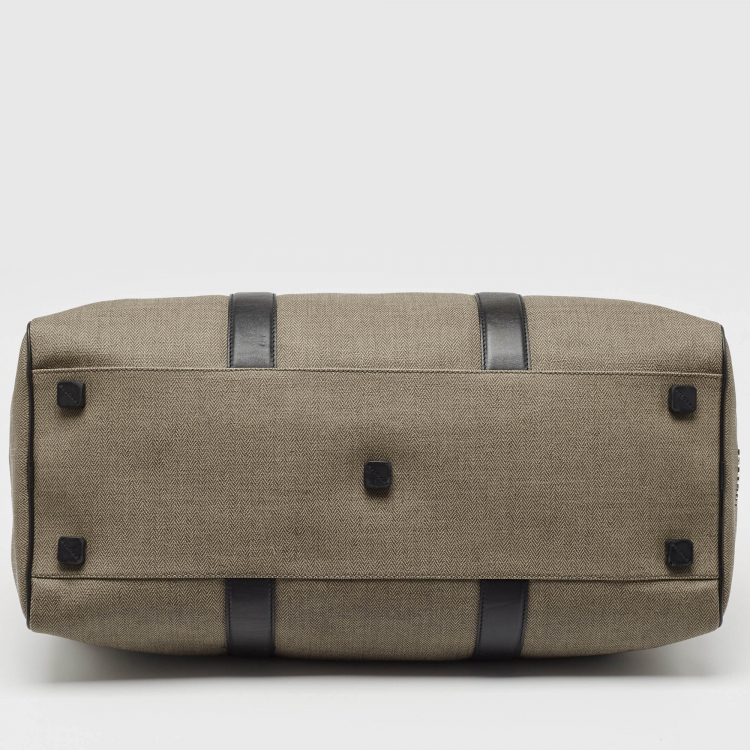 Pre Owned Bvlgari Black/Beige Coated Canvas Duffle Bag