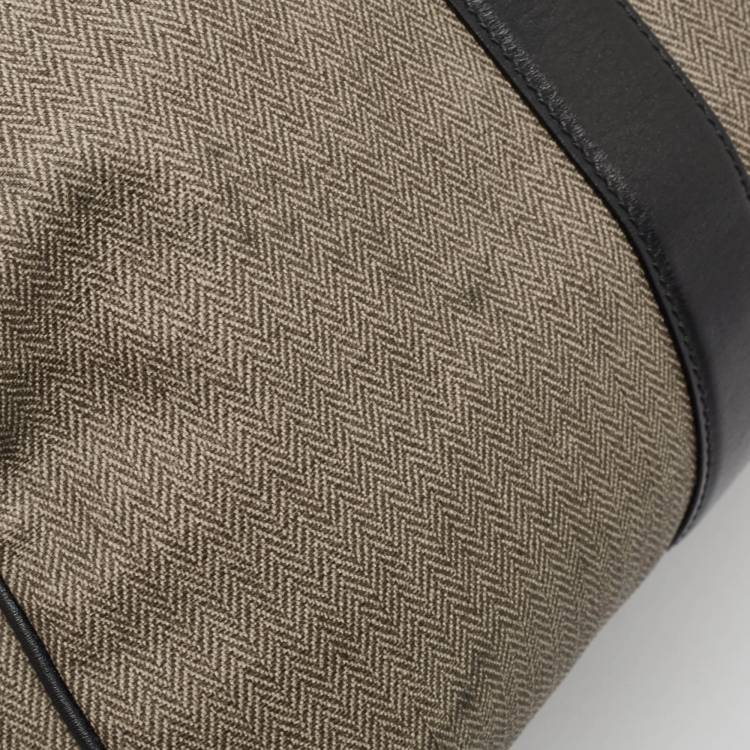 Pre Owned Bvlgari Black/Beige Coated Canvas Duffle Bag