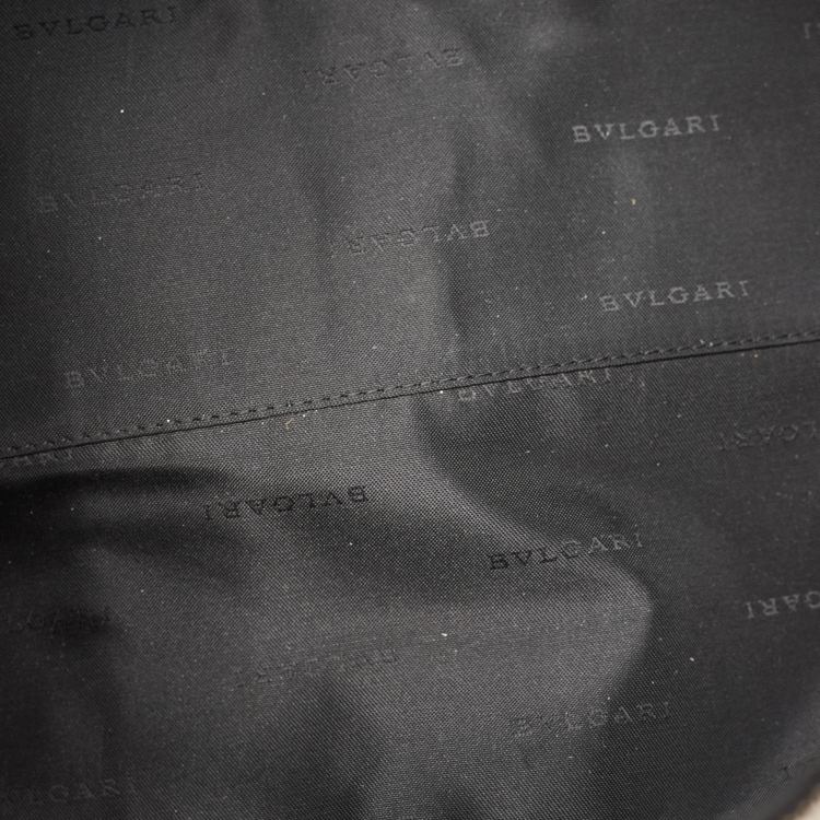 Pre Owned Bvlgari Black/Beige Coated Canvas Duffle Bag